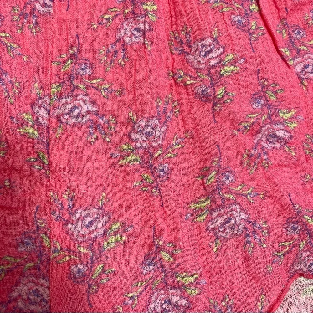 New Free People Outta This World Linen Pink Floral Shorts Size L